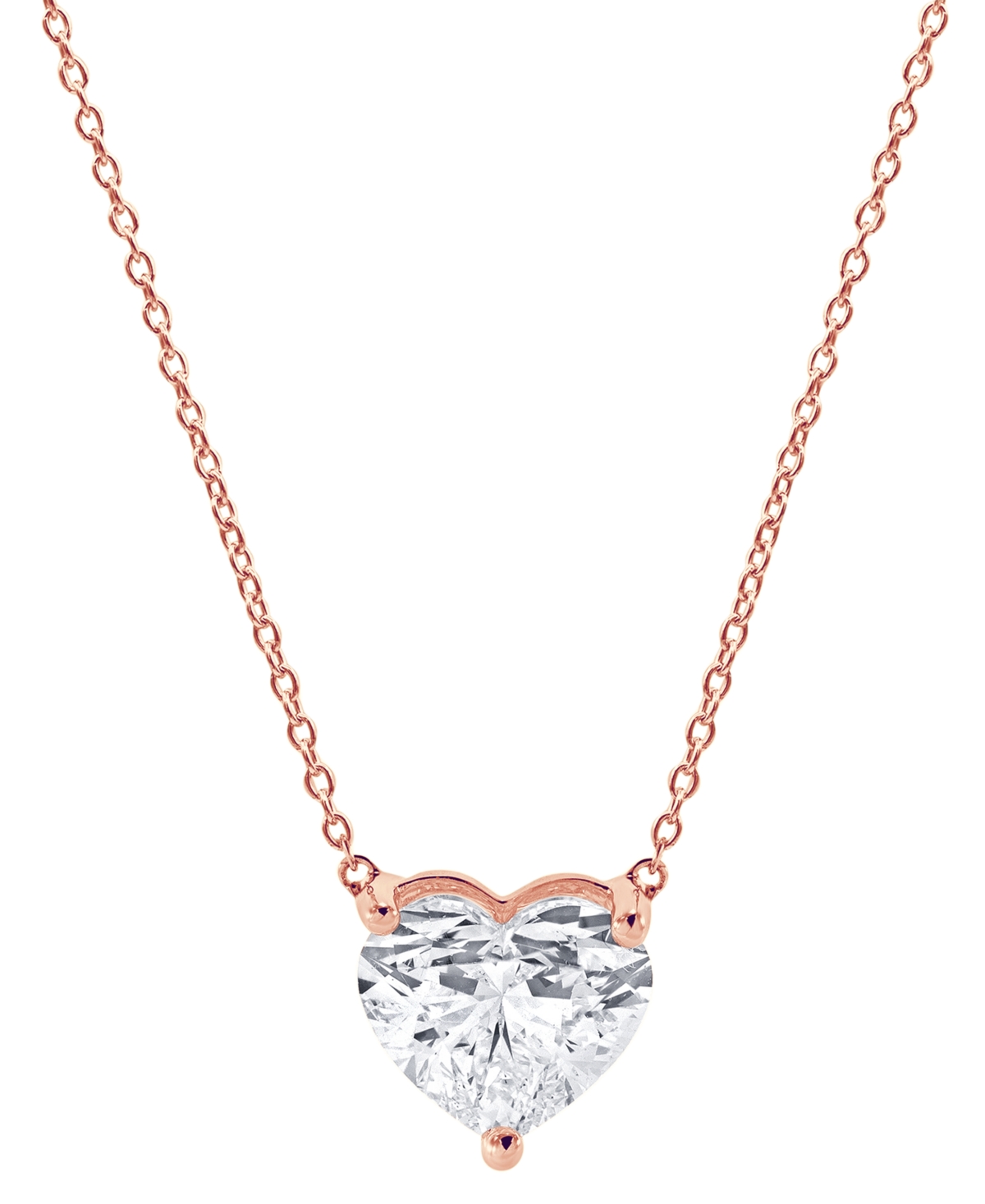 Badgley Mischka Certified Lab Grown Diamond Heart Solitaire Pendant Necklace (2 ct. t.w.) in 14k Gold, + extender