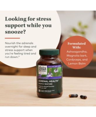 Adrenal Health Nightly Restore - Adrenal Support Herbal Supplement with Ashwagandha, Magnolia Bark, Cordyceps, Lemon Balm, and More - 120 Liquid Phyto-Capsules (60 Servings)