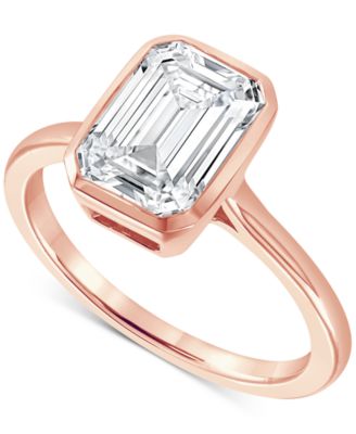 Badgley Mischka Certified Lab Grown Diamond Emerald-Cut Bezel Solitaire Engagement Ring (3 ct. t.w.) in 14k Gold