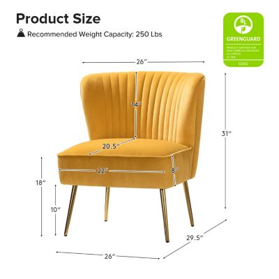 Velvet Accent Chair with Gold Metal Legs for Bedroom Guest Room Vanity