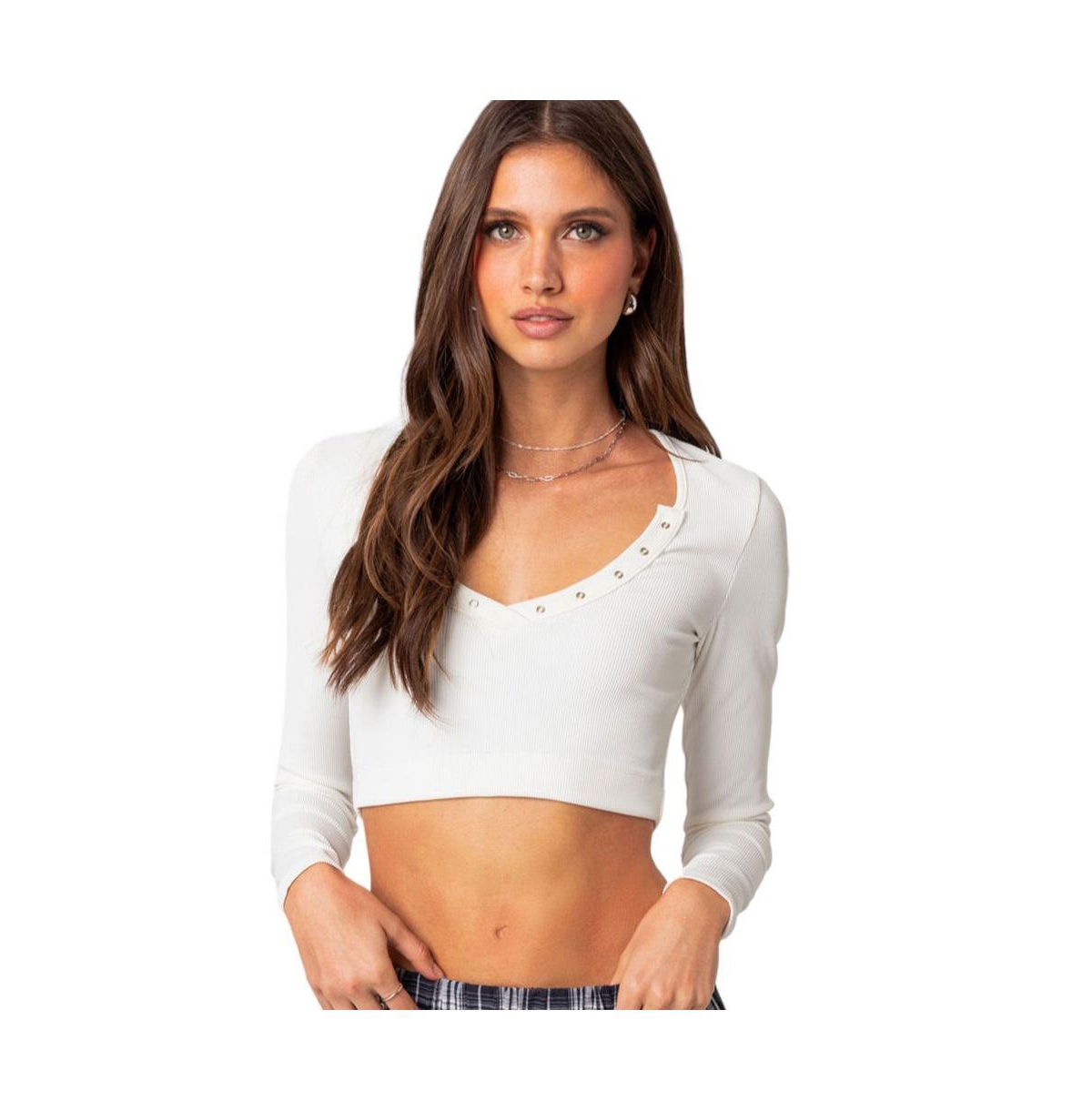 EDIKTED WOMEN'S MILADY RIBBED CROP TOP