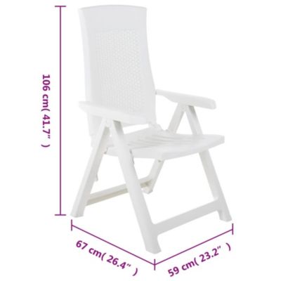 Patio Reclining Chairs 2 pcs Plastic White