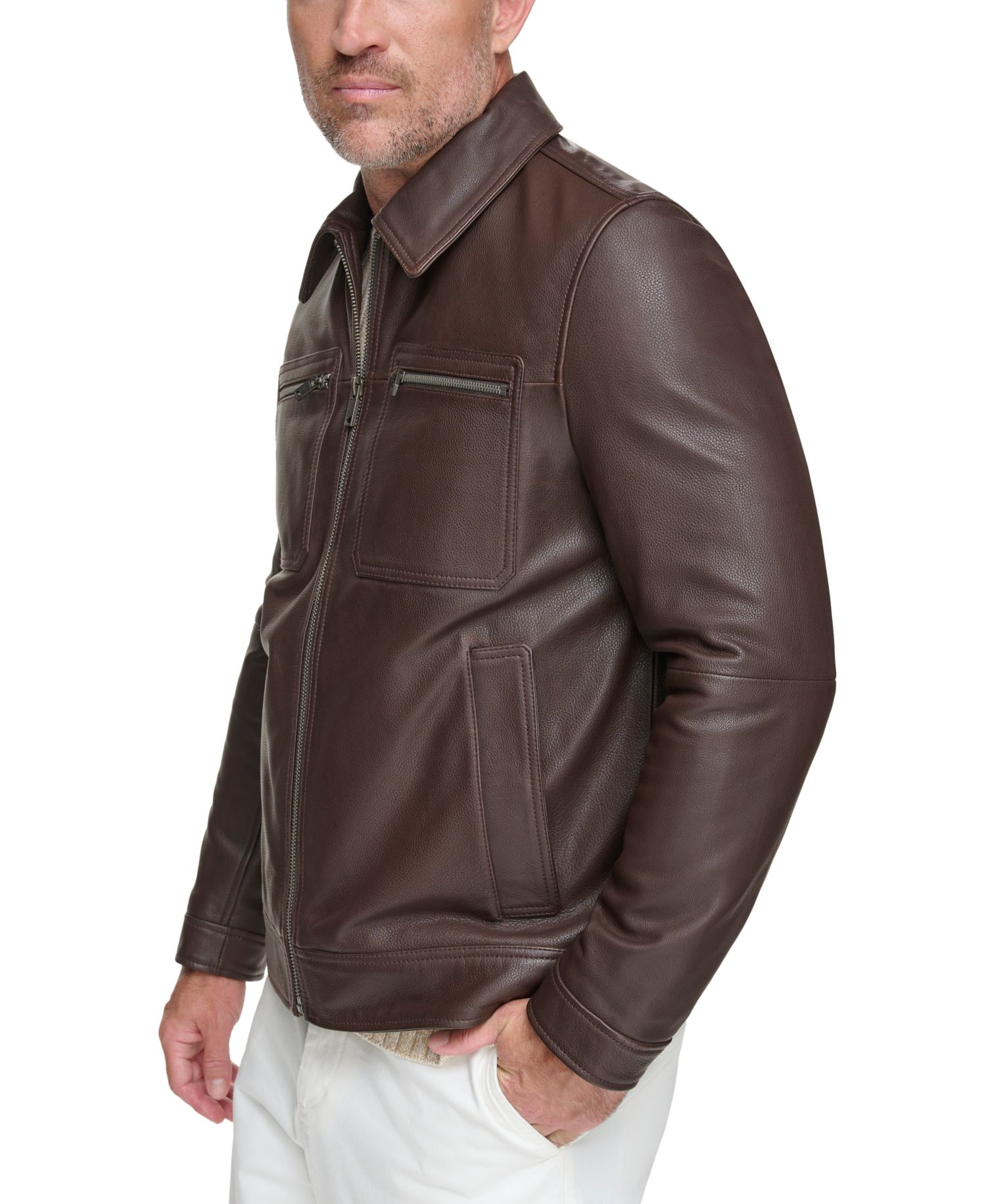 Men's Halen Genuine Pebbled Leather Trucker Jacket
