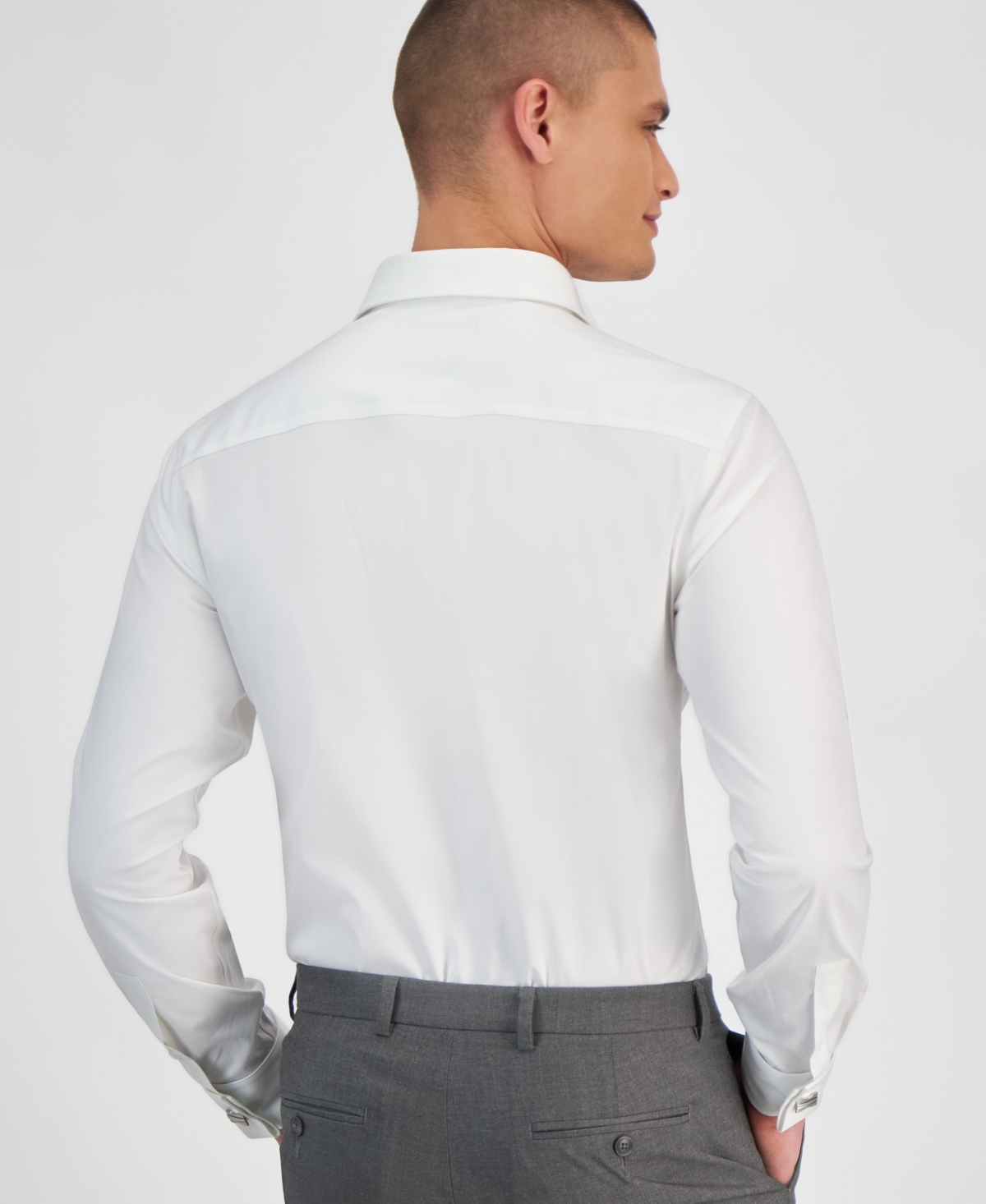 Alfani Men's Slim Fit Formal French Cuff Solid Dress Shirt, Created for Macy's