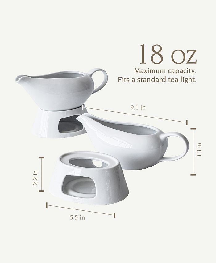 Over and Back Gravy Boat and Warmer Stand, Set of 2 Macy's