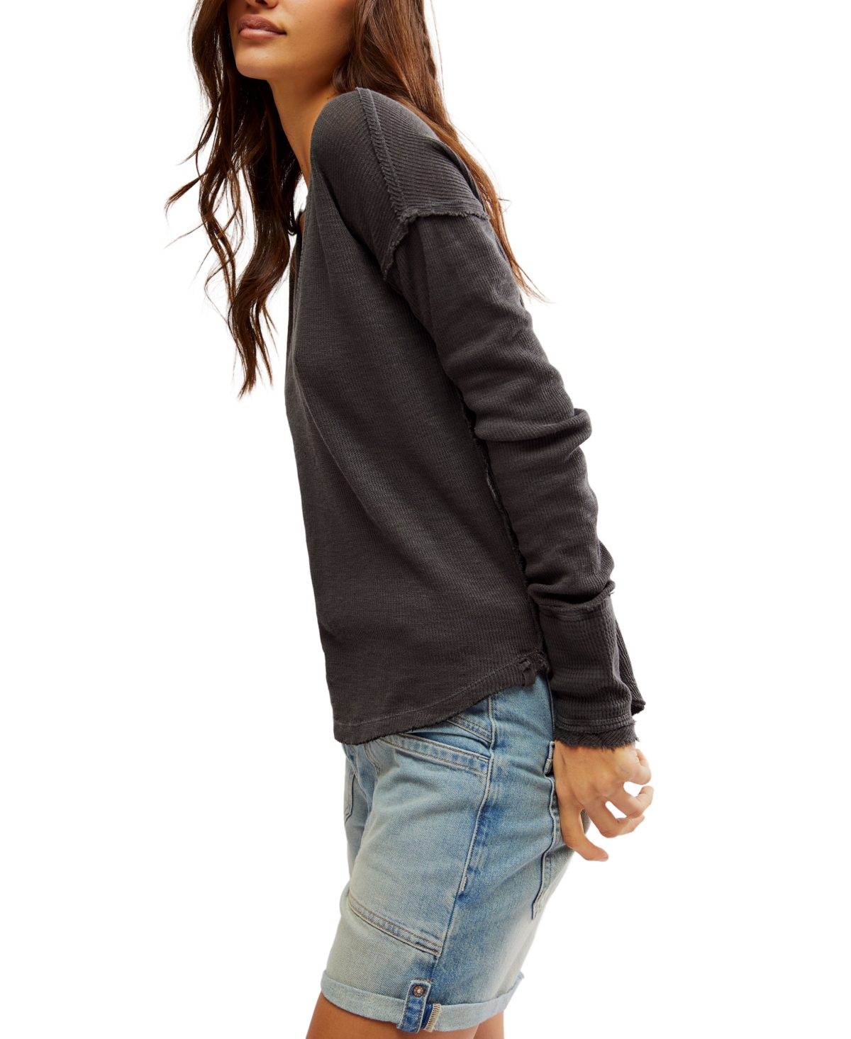 Free People Women's Sail Away Long-Sleeve Cotton T-Shirt