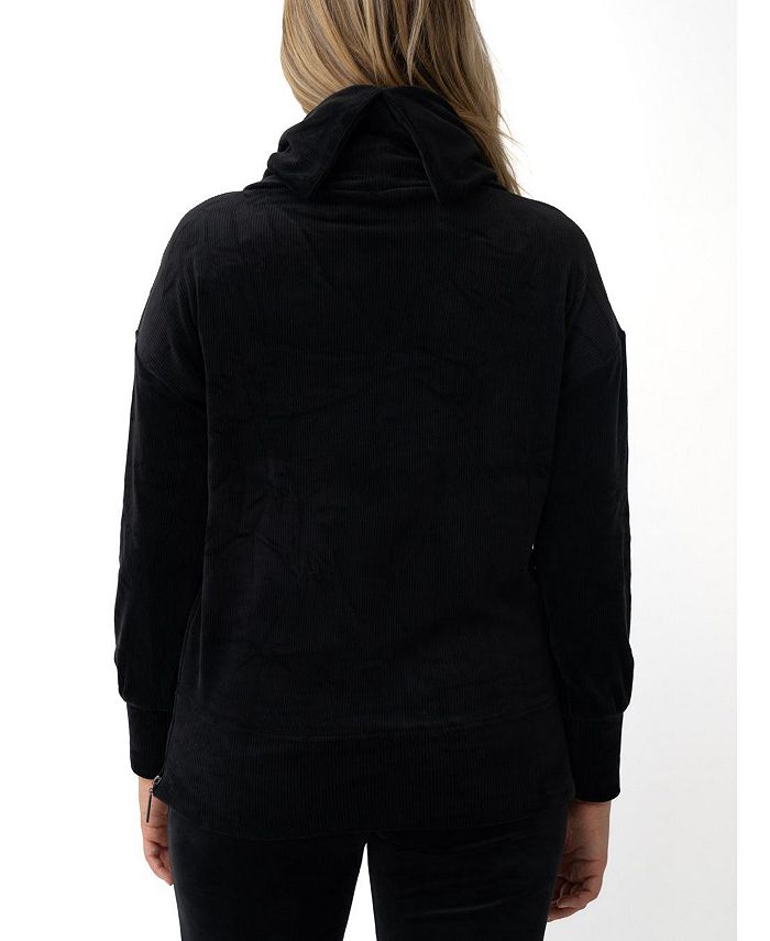 Cable & Gauge Women's Velour Side Zip Turtleneck Pullover Macy's