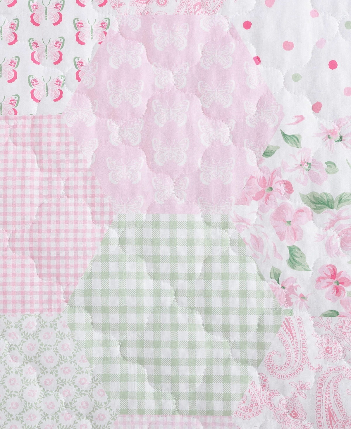 Laura Ashley Kids Ellyn Reversible 3 Piece Quilt Set, Full In Pink