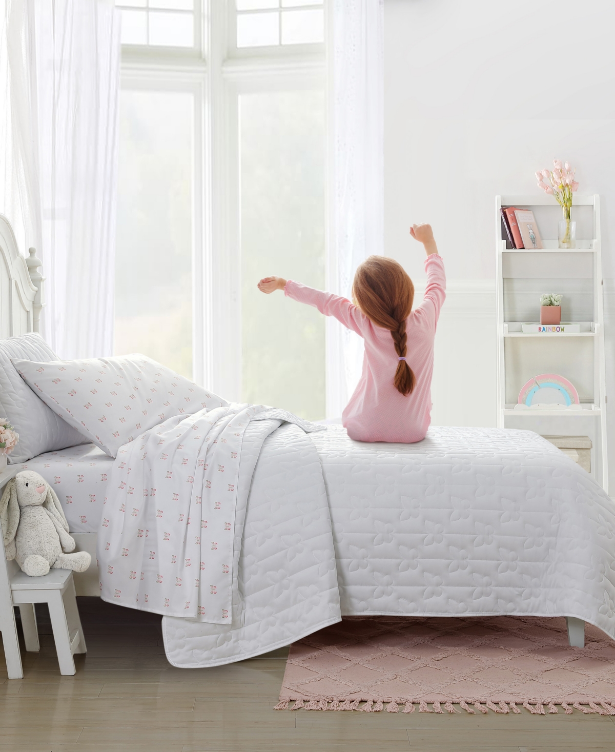 Shop Laura Ashley Kids Butterfly Kiss Reversible 3 Piece Quilt Set, Full In White