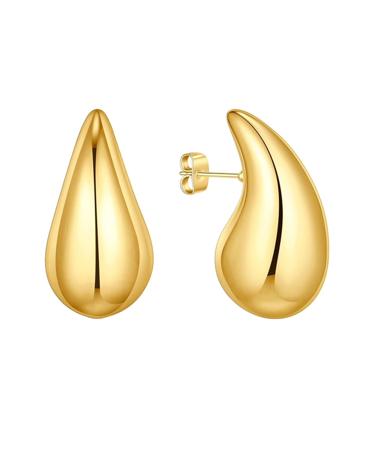 18K Gold Plated or Silver Teardrop Small Teardrop Stud Earrings - Gold
