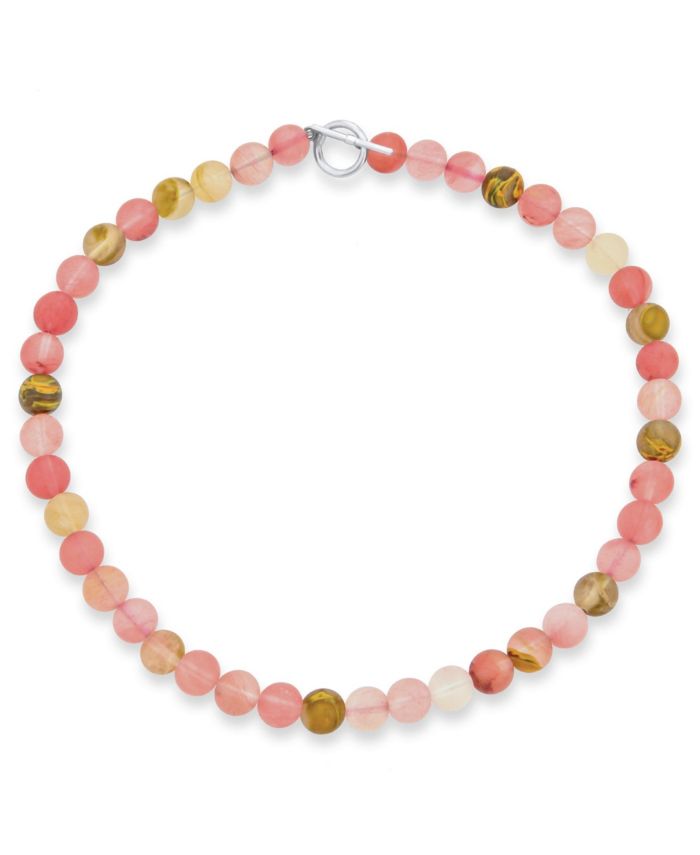 Bling Jewelry Mixed Semi-Precious Pink Quartz Ball Bead Necklace Beaded
