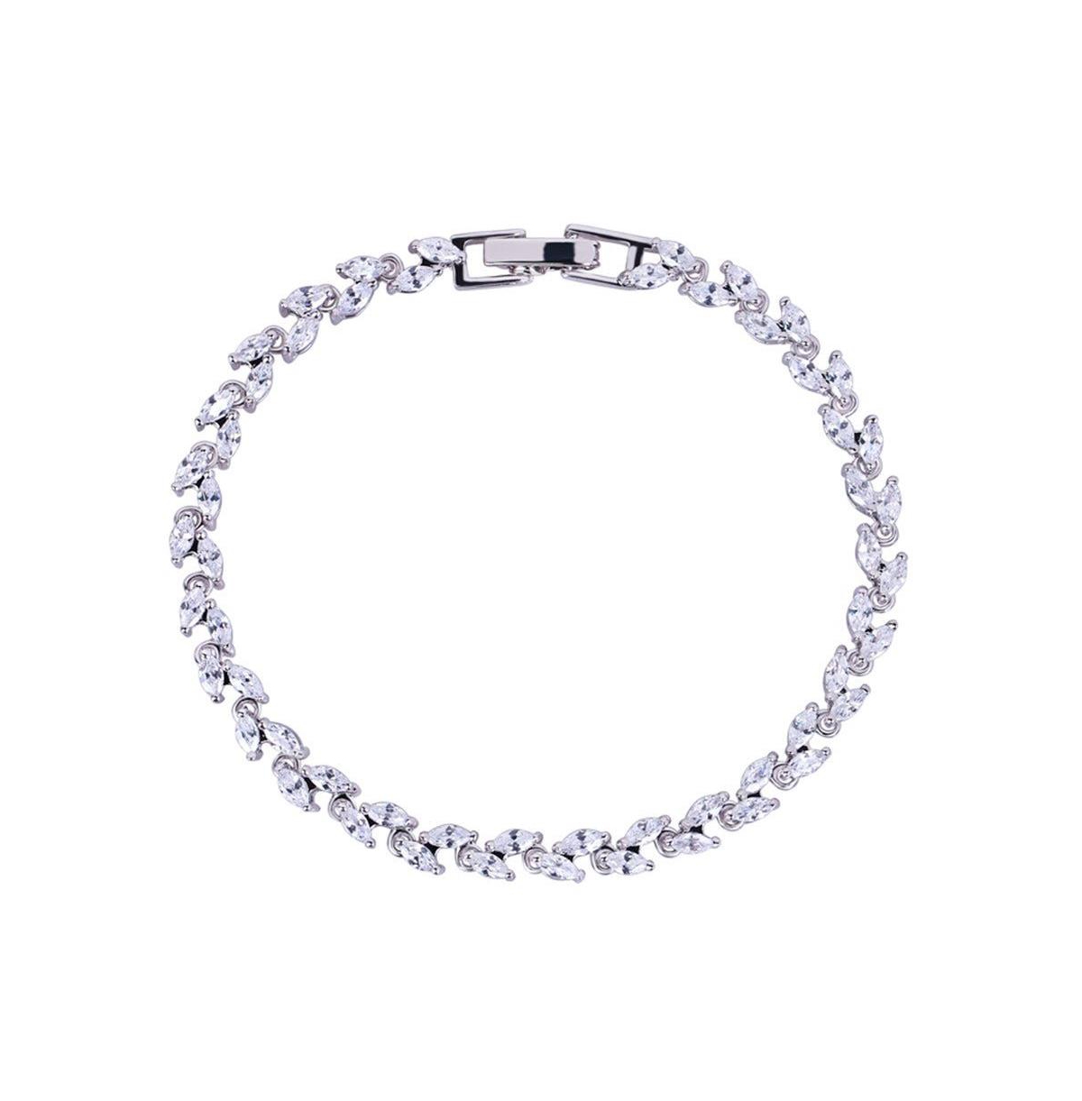 Marquise Cut Cubic Zirconia Tennis Bracelet with Cubic Zirconia - Silver