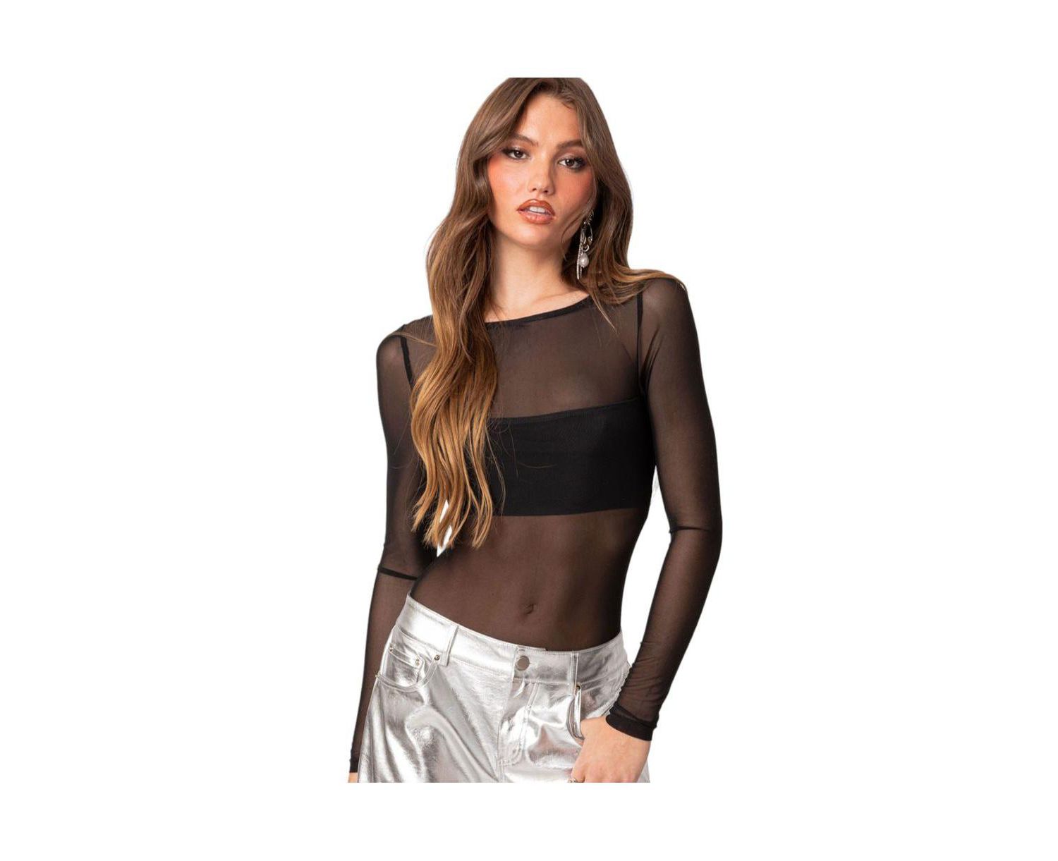 Women's Sheer mesh bandeau bodysuit