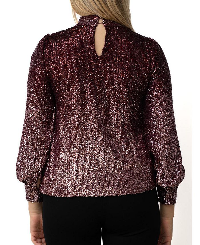 Cable & Gauge Women's Mock Neck Sequin Blouse Macy's