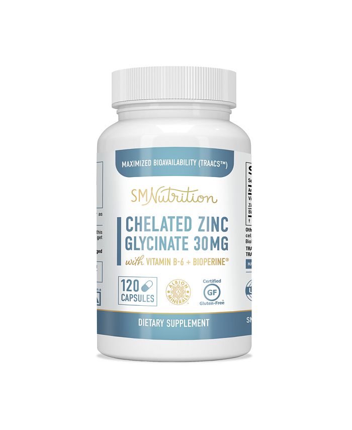 SM Nutrition Chelated Zinc Supplements Zinc Glycinate 30 mg (120