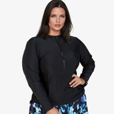 Women's Plus Size Half-Zip Nora Swim Top