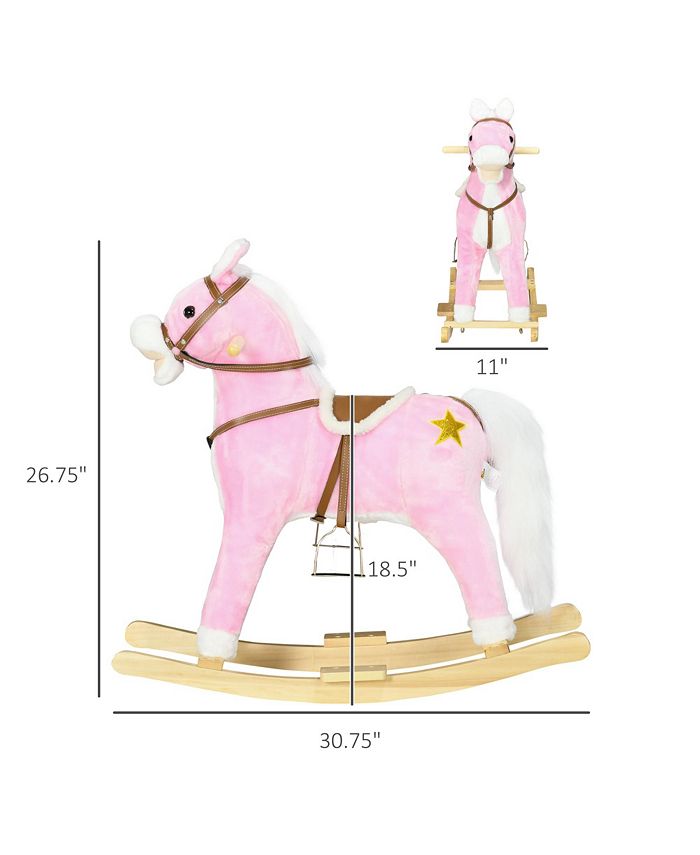 Kids Rocking Horse Plush Ride On Swan Toy W/ Safety Seat For Toddler 18 Months +, White And Pink On Anglia Market