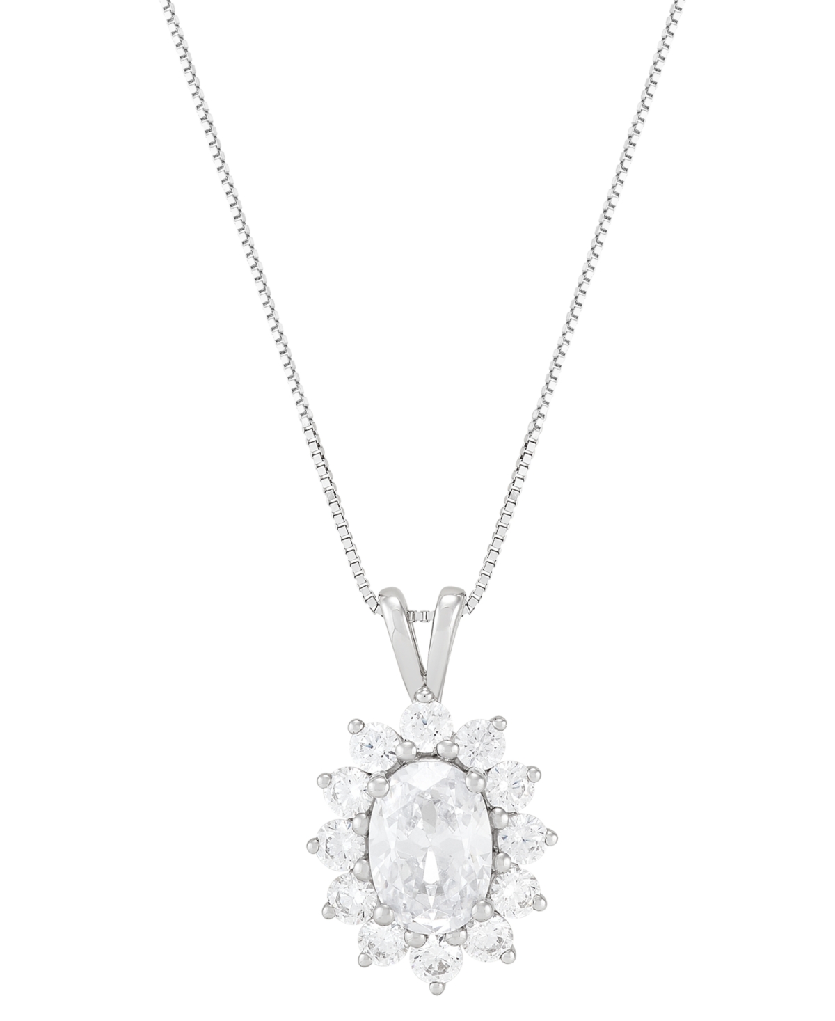 Igi Certified Lab Grown Diamond Oval Halo 18" Pendant Necklace (2 ct. t.w.) in 14k White Gold - White Gold