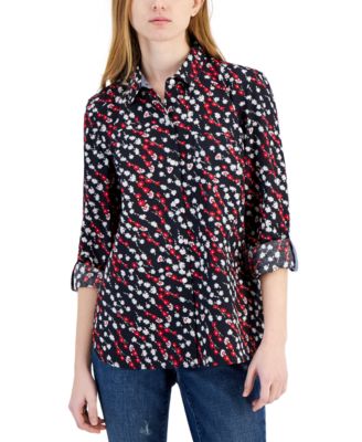 Tommy Hilfiger - Women's Ditsy Roll-Tab Shirt