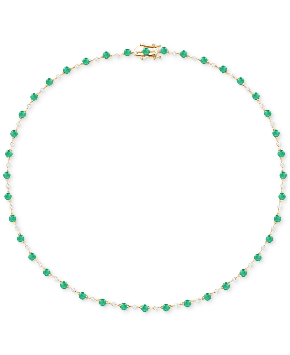 Macy's Emerald (5-3/8 Ct. T.w.) & Diamond (1-1/6 Ct. T.w.) All Around 17" Collar Necklace In 14k Gold (also