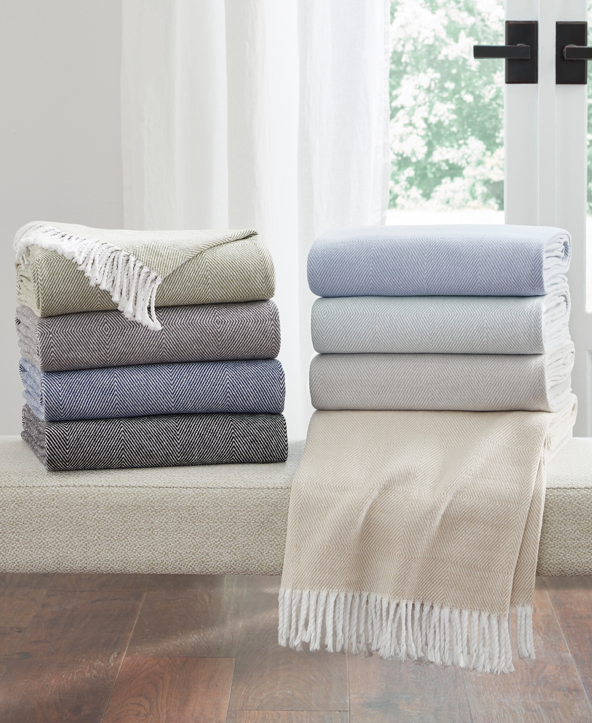 Sferra Capriana Brushed Cotton Throw, 51" X 71" In Sea