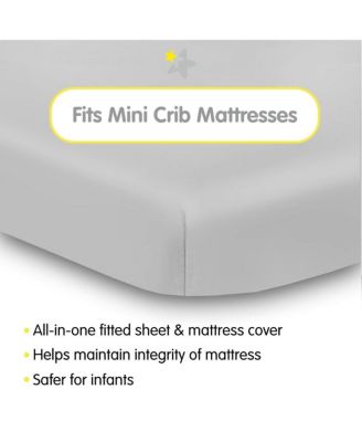 All-in-One Fitted Sheet & Waterproof Cover for 38" x 24" Mini Crib Mattress (2-Pack)