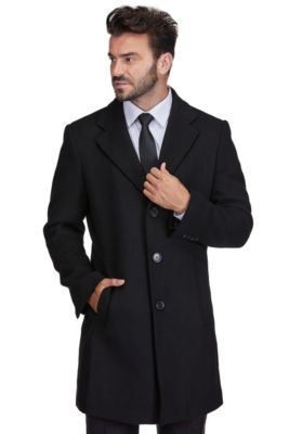 Men's Big & Tall  Tailored Wool Blend Notch Collar Wool Blend Walker Car Coat