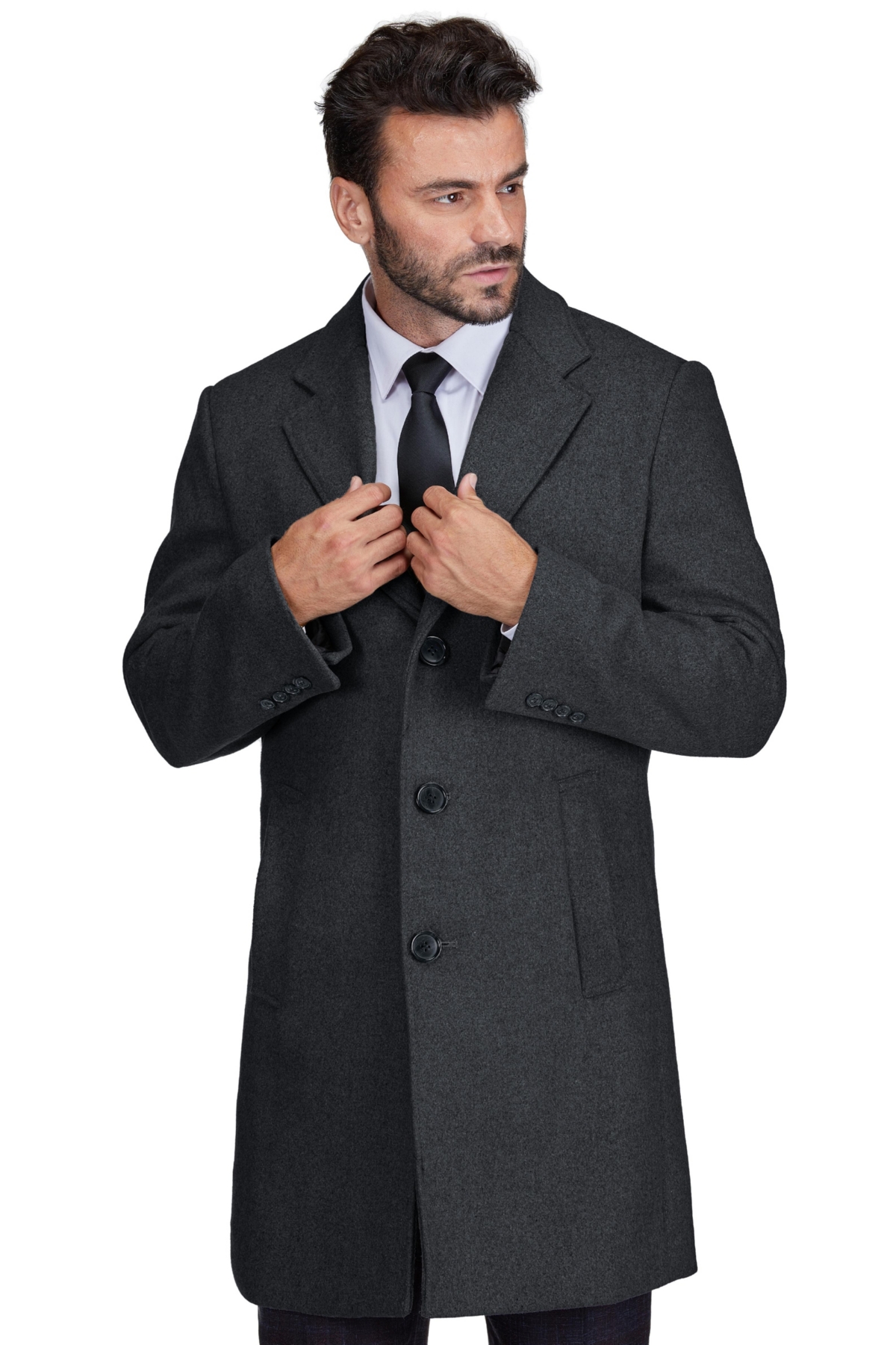 Braveman Men's Tailored Wool Blend Notch Collar Wool Blend Walker Car Coat