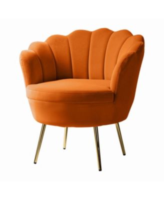 Modern Velvet Barrel Chair with Channel Tufted Back