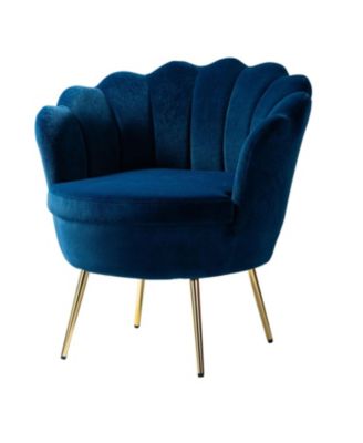 Modern Velvet Barrel Chair with Channel Tufted Back