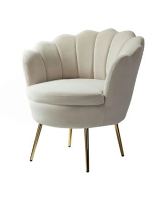 Modern Velvet Barrel Chair with Channel Tufted Back