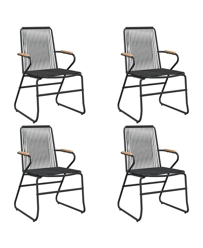 vidaXL Patio Chairs 4 pcs Black 22.8"x23.2"x33.7" PVC Rattan Macy's
