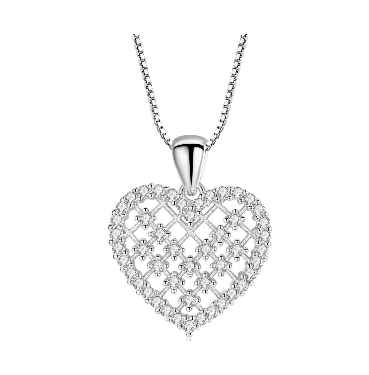 Crystal Heart Necklace for Women - Silver