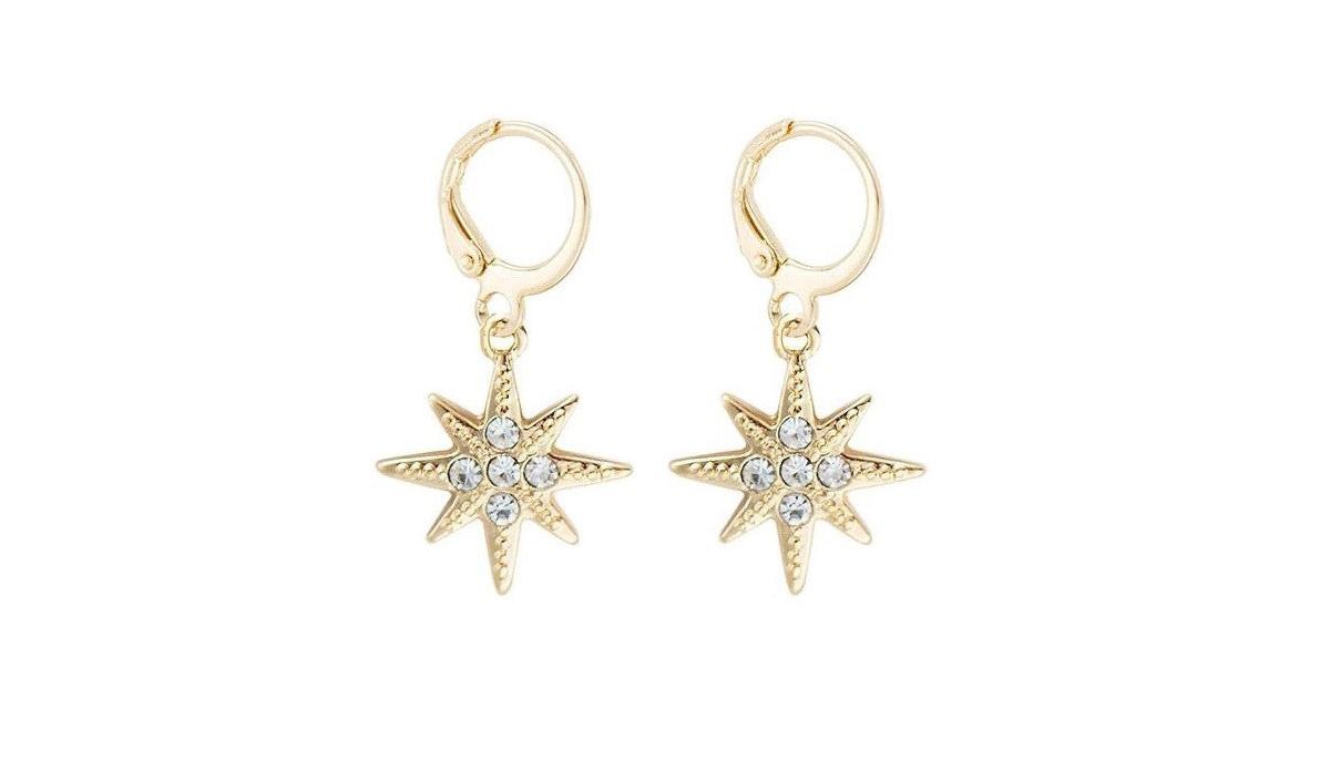Star Dangle Earrings for Women - Silver