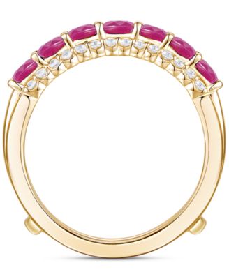 2-Pc. Set Emerald (7/8 ct. t.w.) Ring & Diamond Enhancer (1/4 ct. t.w.) in 14k Gold (Also in Ruby and Sapphire)