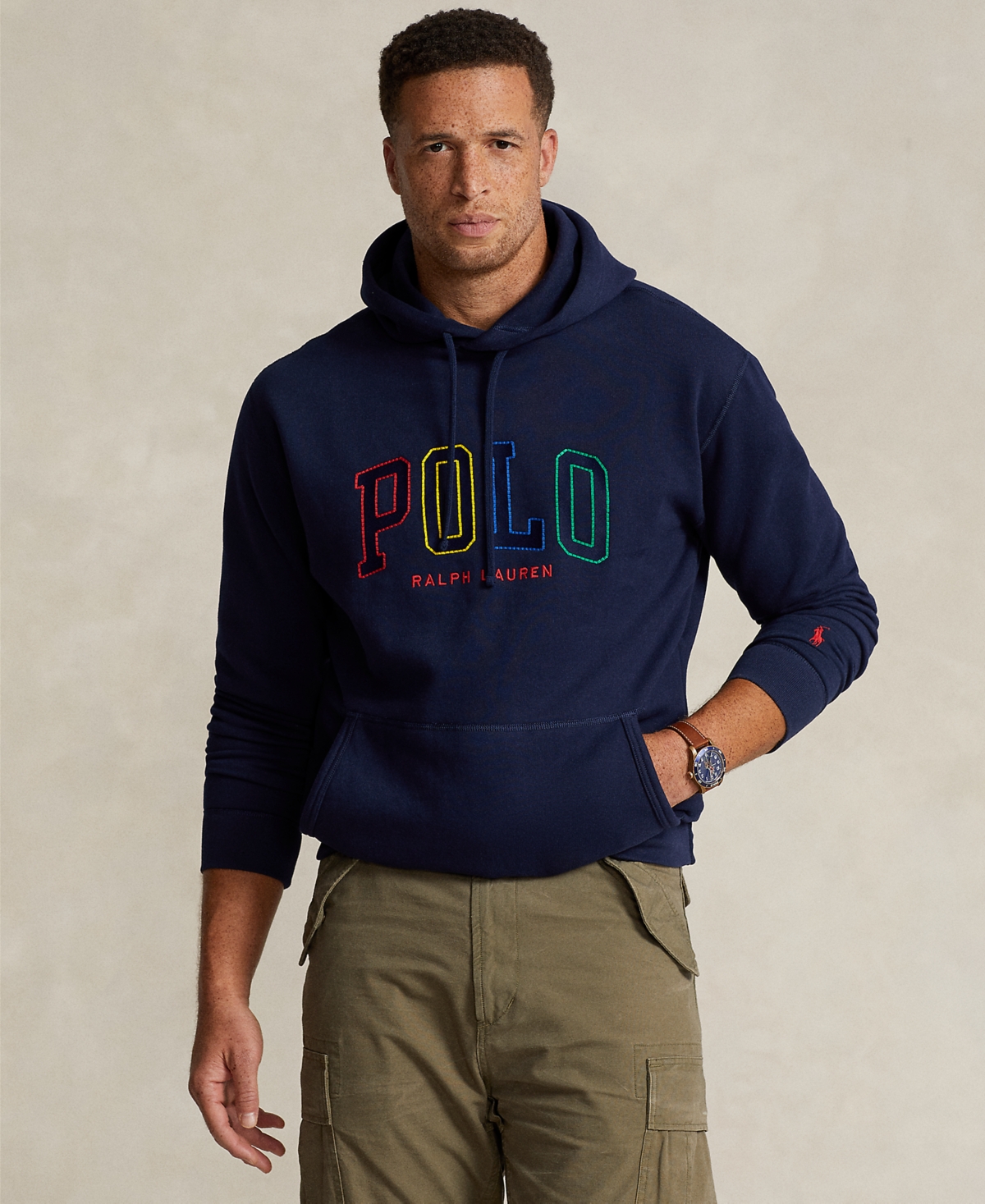 Polo Ralph Lauren Men's Big & Tall Embroidered Logo Hoodie In Cruise Navy