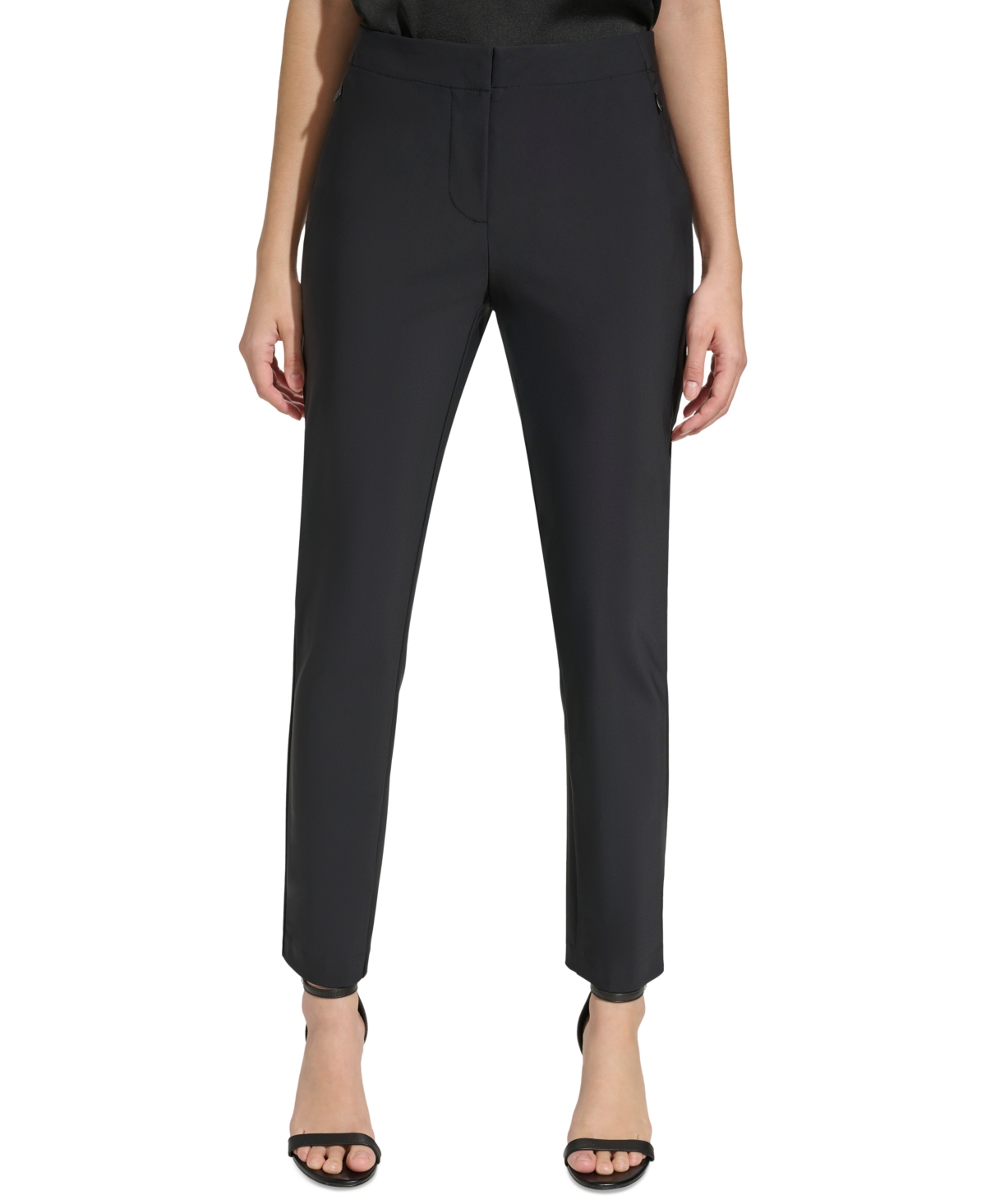 Calvin Klein Women's Mid-rise Slim-fit Ankle Pants In Black
