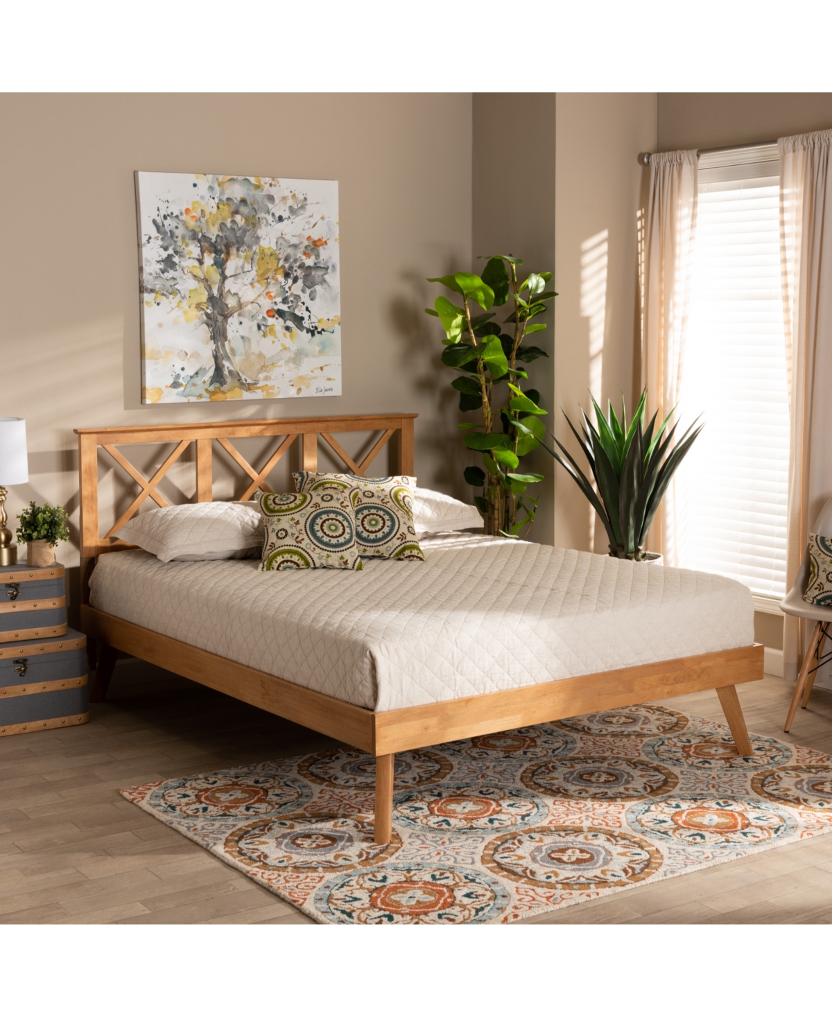 Baxton Studio Galvin Modern And Contemporary Queen Size Finished Wood Platform Bed In Brown