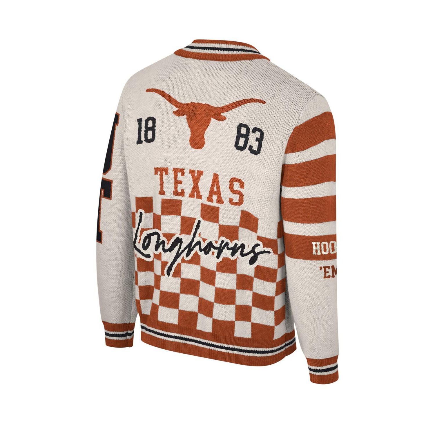 Men's and Women's Cream Texas Longhorns Jacquard Full-Zip Sweater