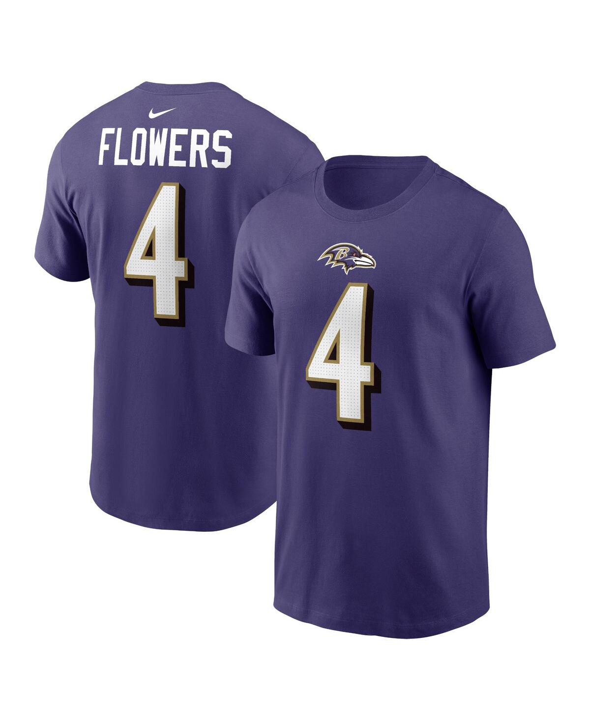 Nike Men's  Zay Flowers Purple Baltimore Ravens Player Name And Number T-shirt