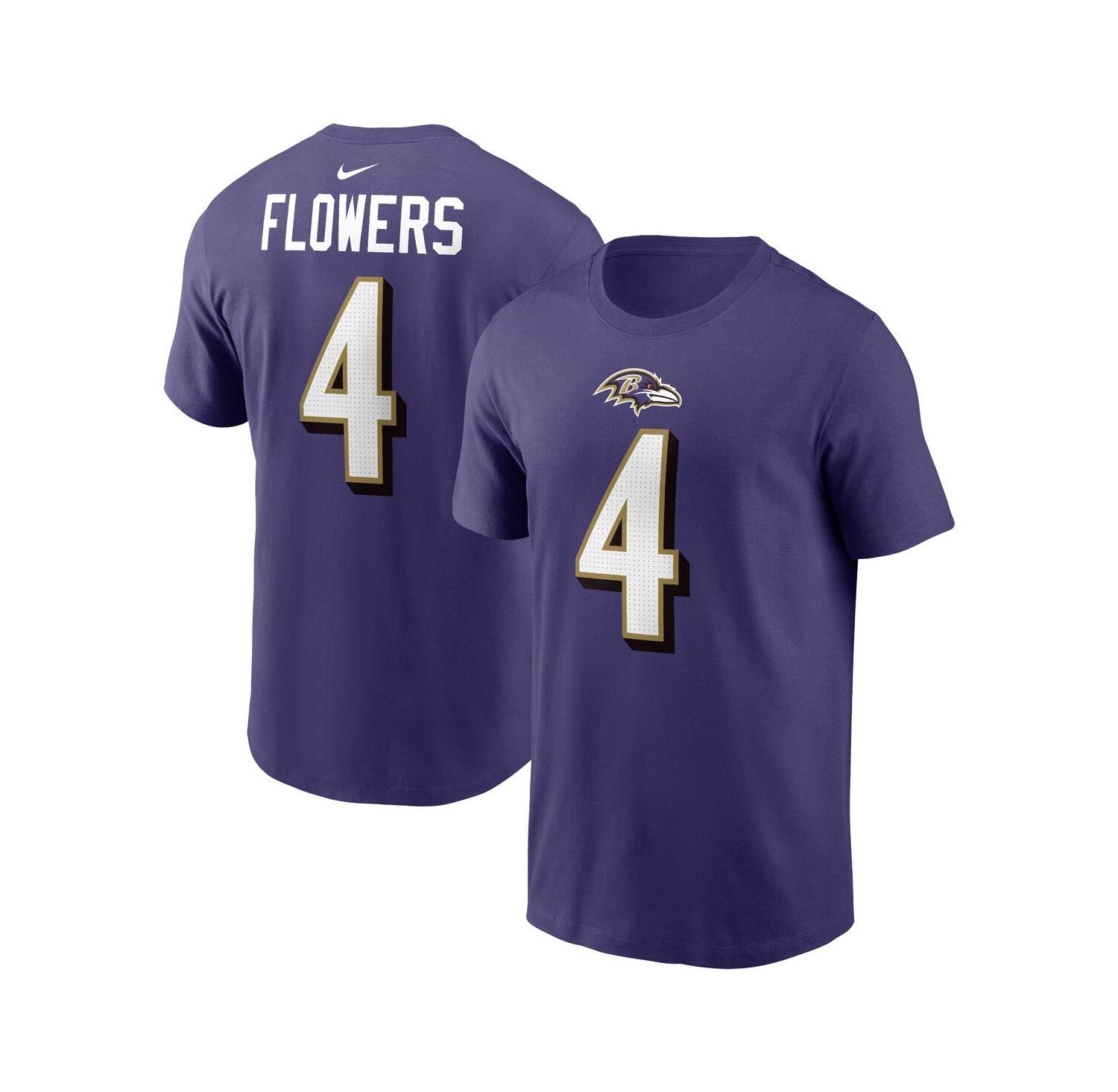 Men's Zay Flowers Purple Baltimore Ravens Player Name and Number T-shirt