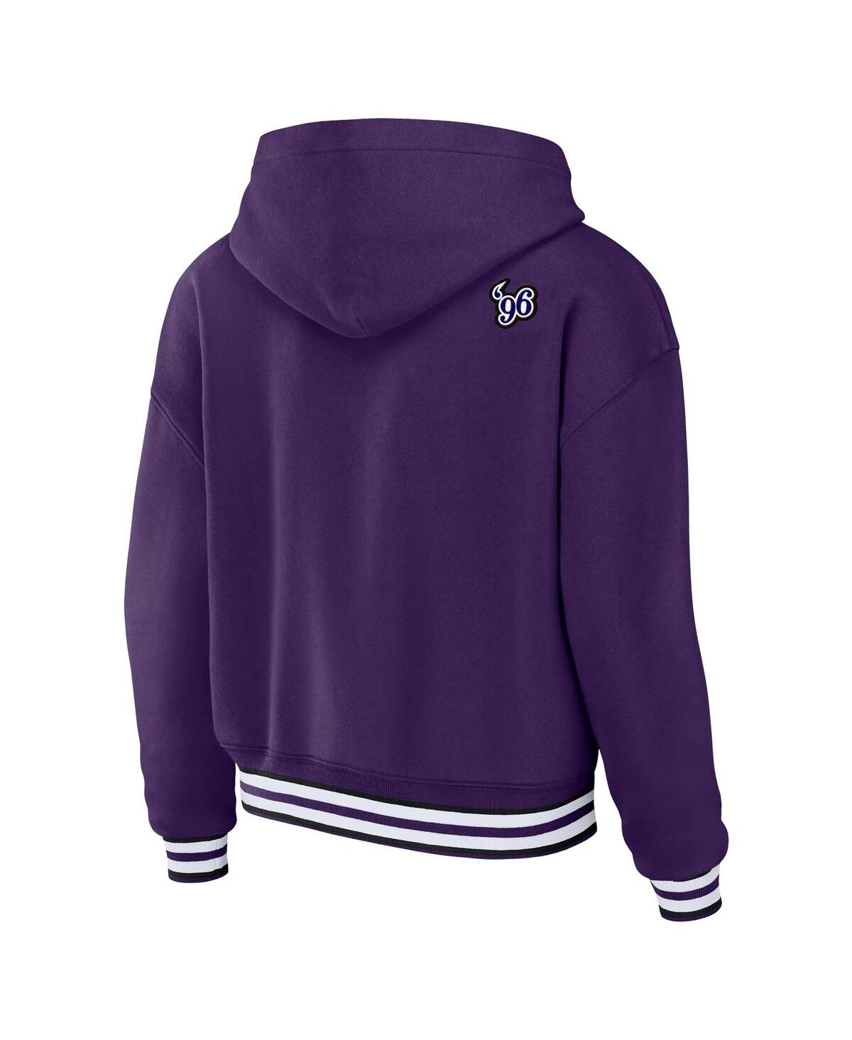Shop Wear By Erin Andrews Women's  Purple Baltimore Ravens Plus Size Lace-up Pullover Hoodie