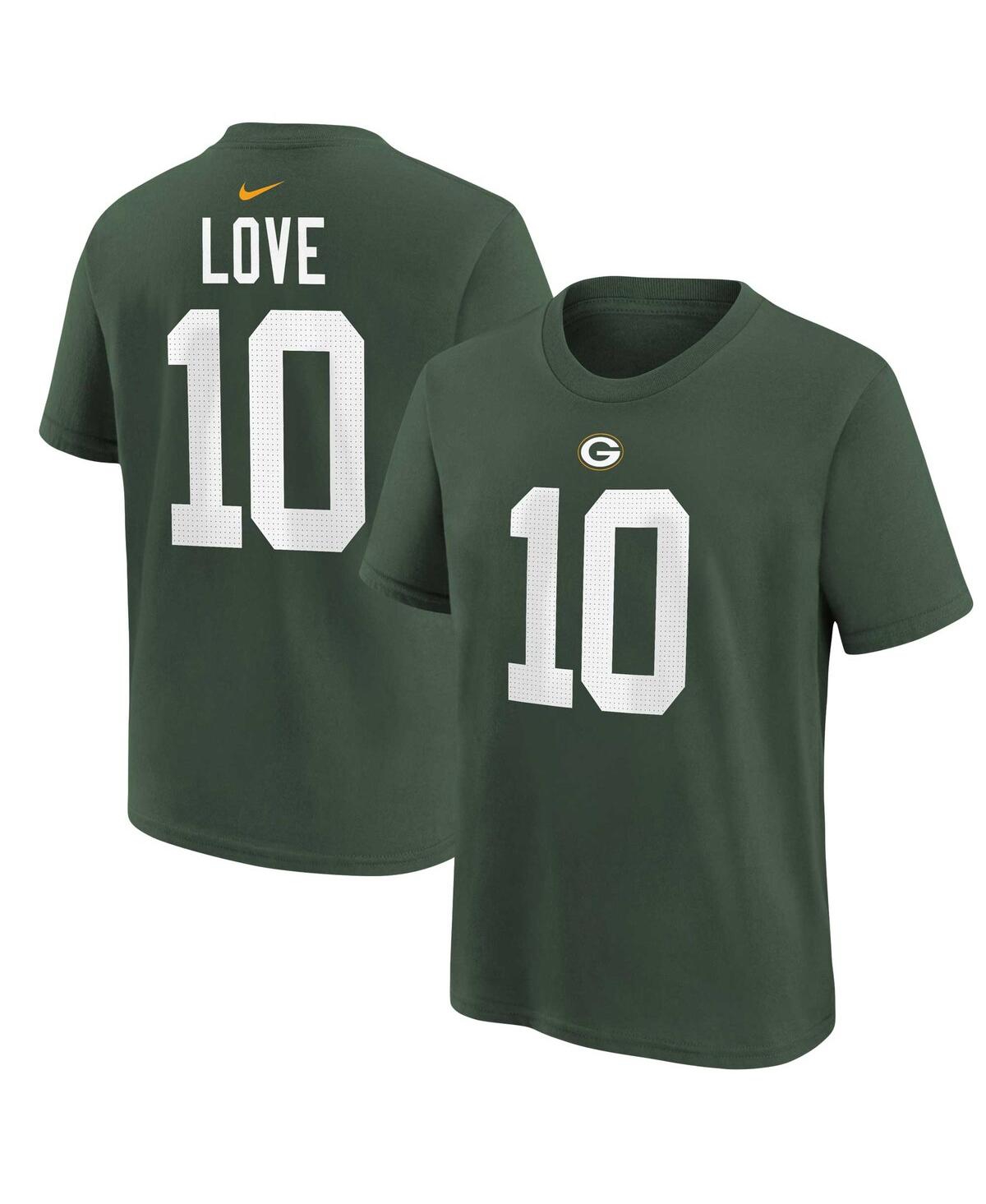 NIKE BIG BOYS NIKE JORDAN LOVE GREEN GREEN BAY PACKERS PLAYER NAME AND NUMBER T-SHIRT