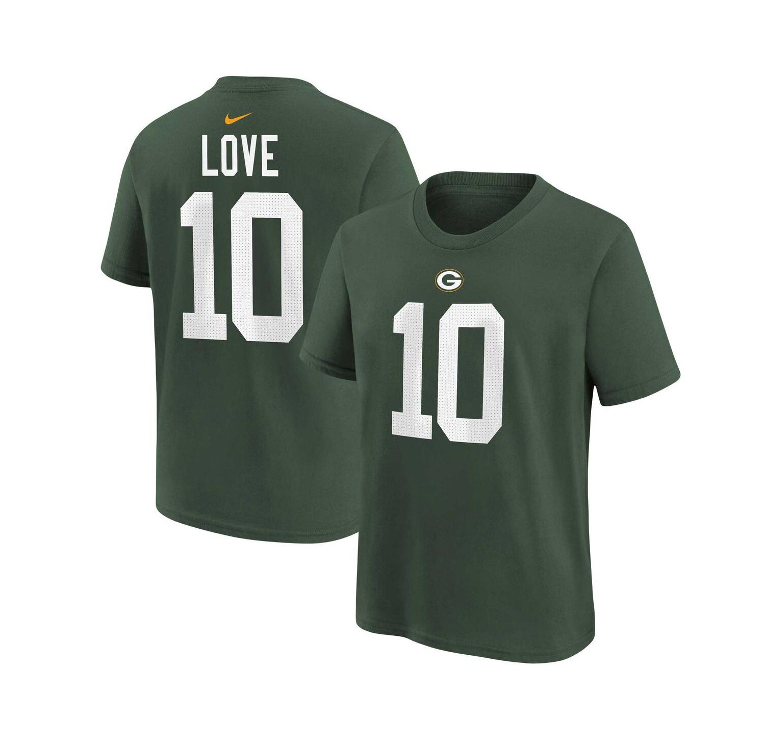 Big Boys Jordan Love Green Green Bay Packers Player Name and Number T-shirt