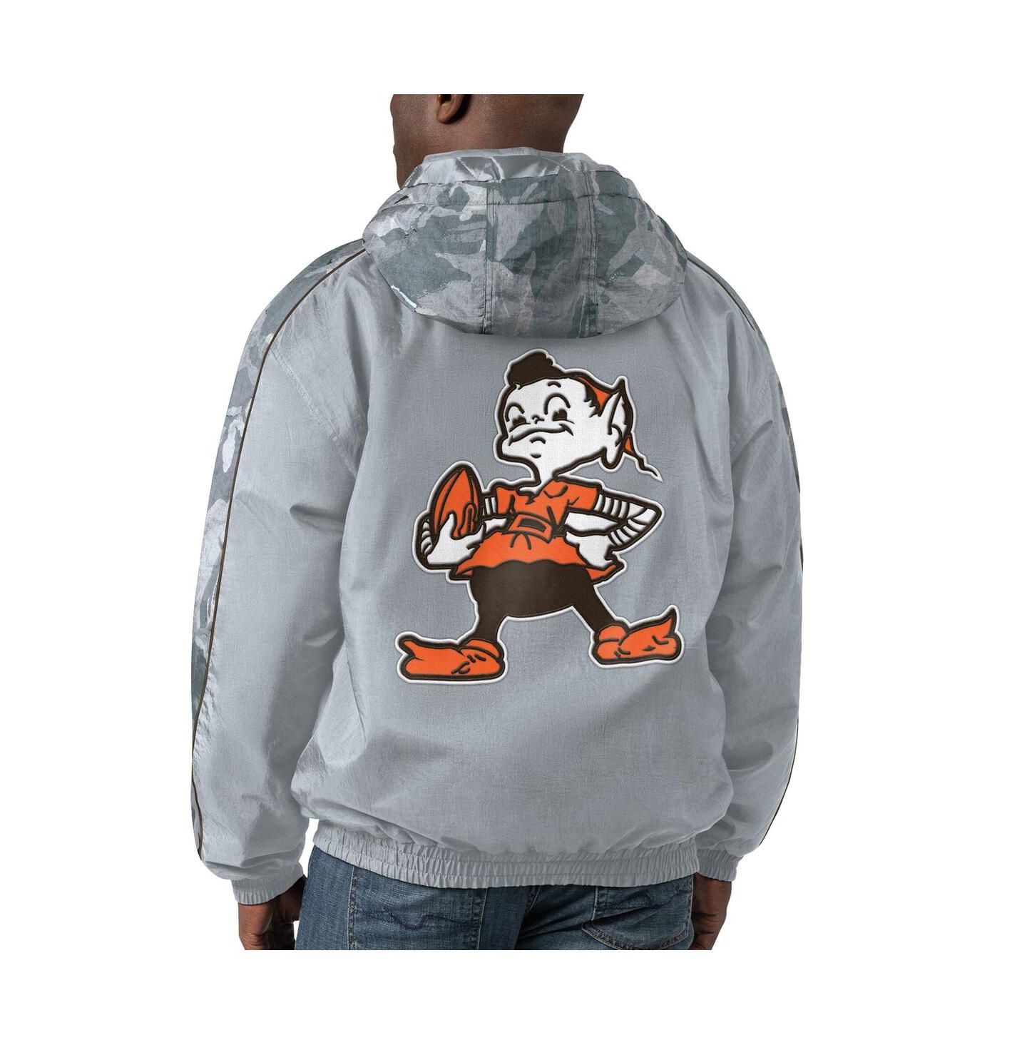 Мужская куртка Starter Gray Distressed Cleveland Brown Thursday Night Gridiron Throwback Full-Zip — фото 2