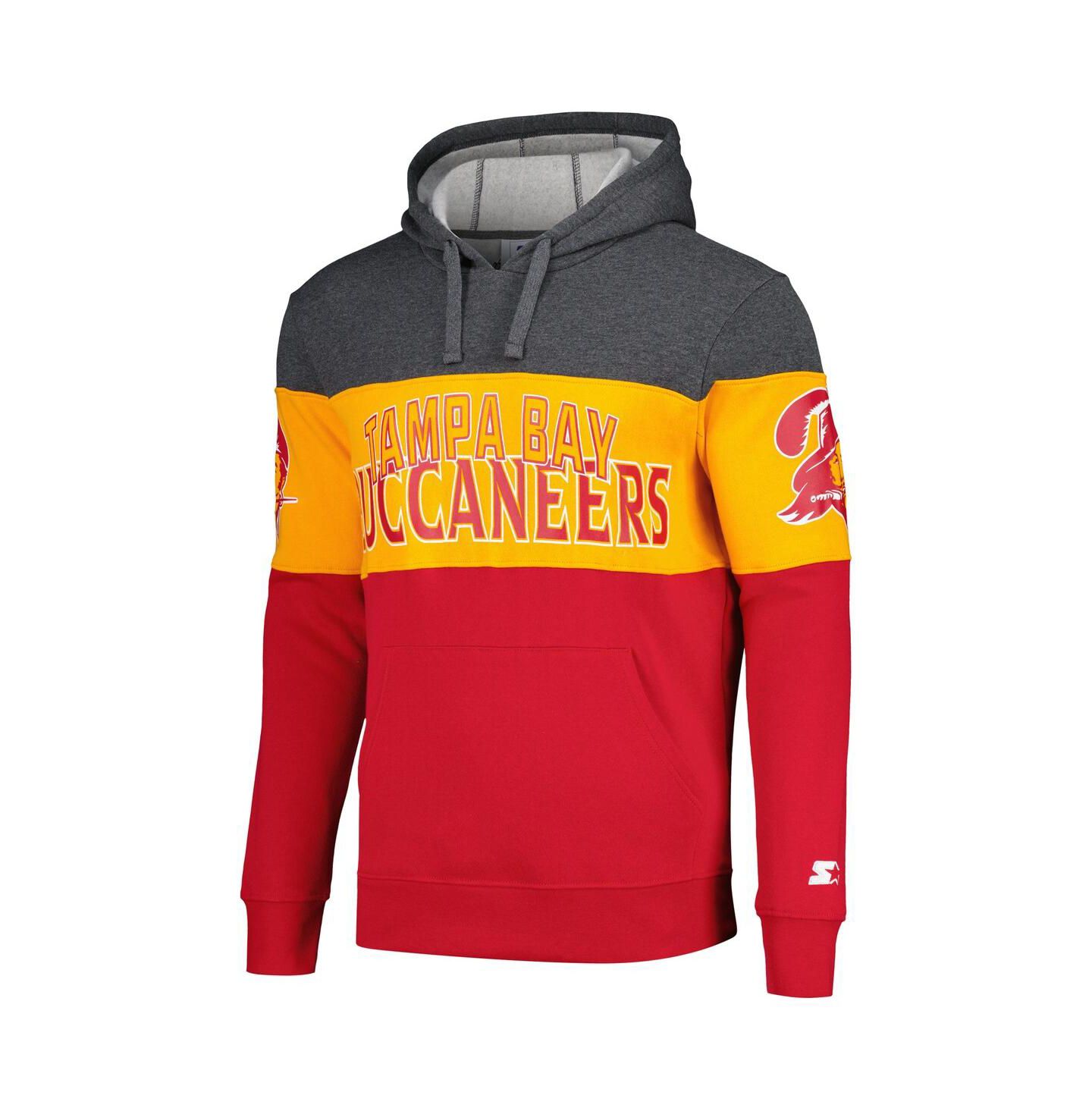 Мужское худи Starter Red, Orange Distressed Tampa Bay Buccaneers Extreme Pullover — фото 2