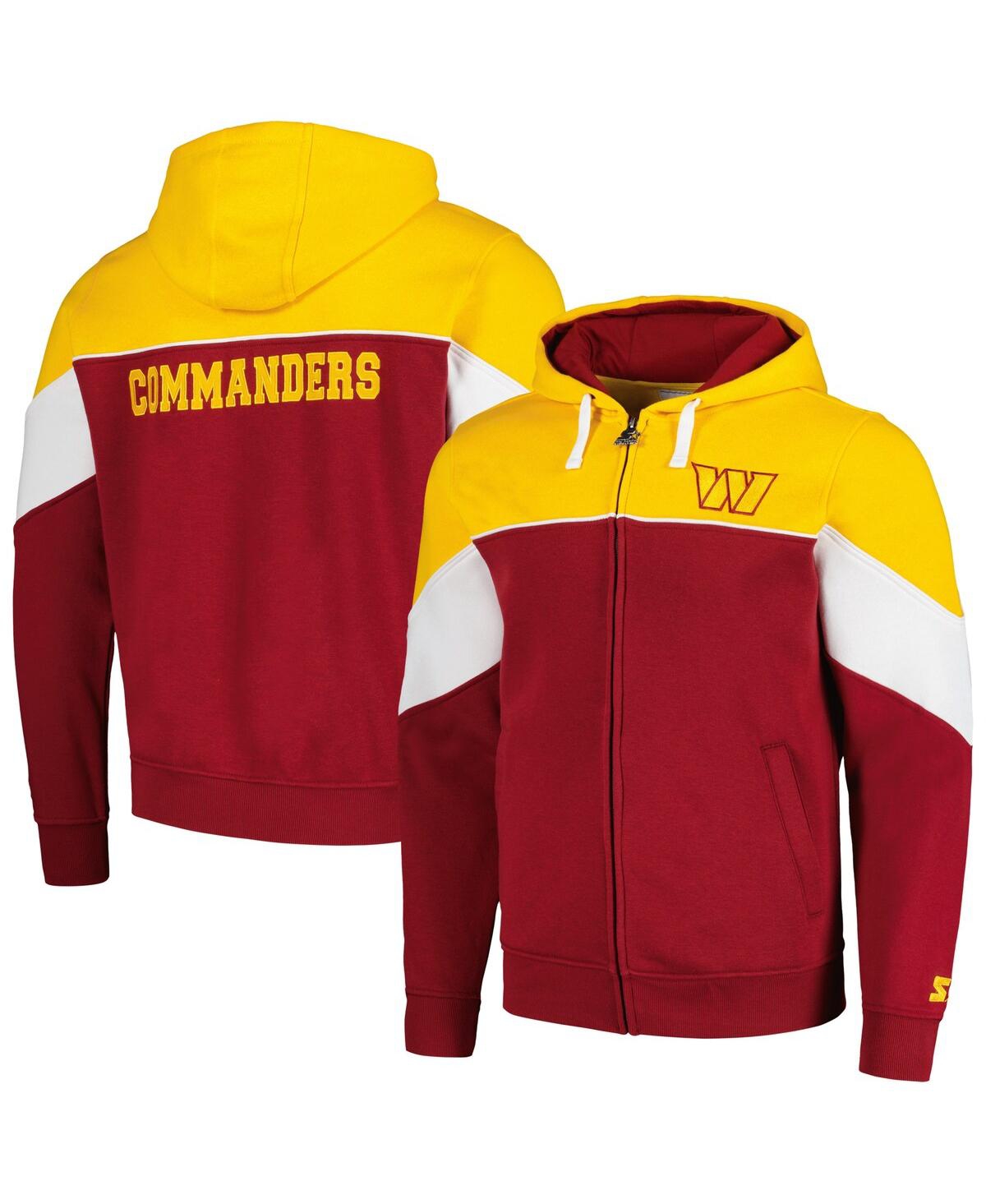 Shop Starter Men's  Burgundy, Gold Washington Commanders Running Back Full-zip Hoodie In Burgundy,gold