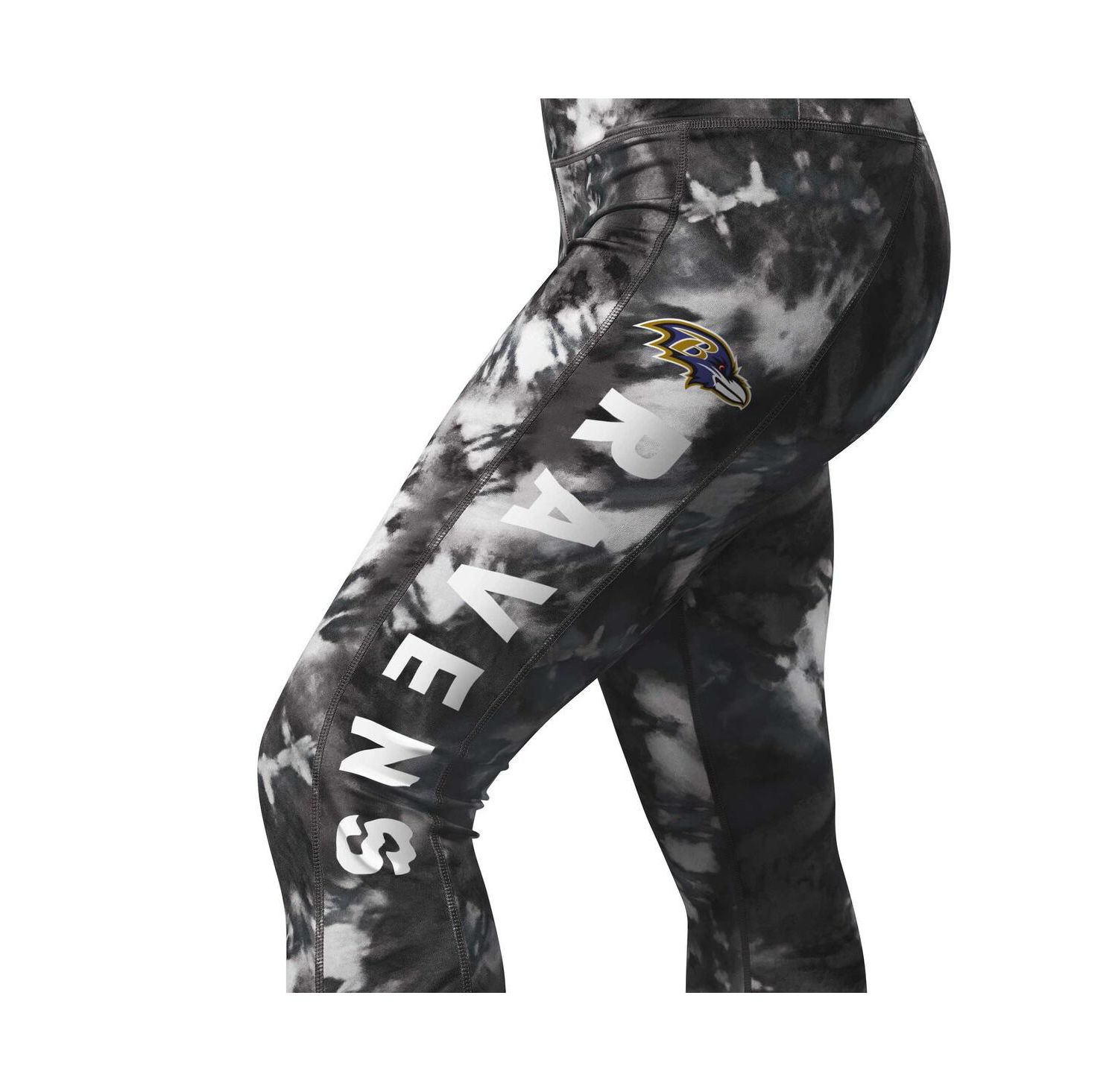 Women's Black Baltimore Ravens Aubrey Tie-Dye Leggings