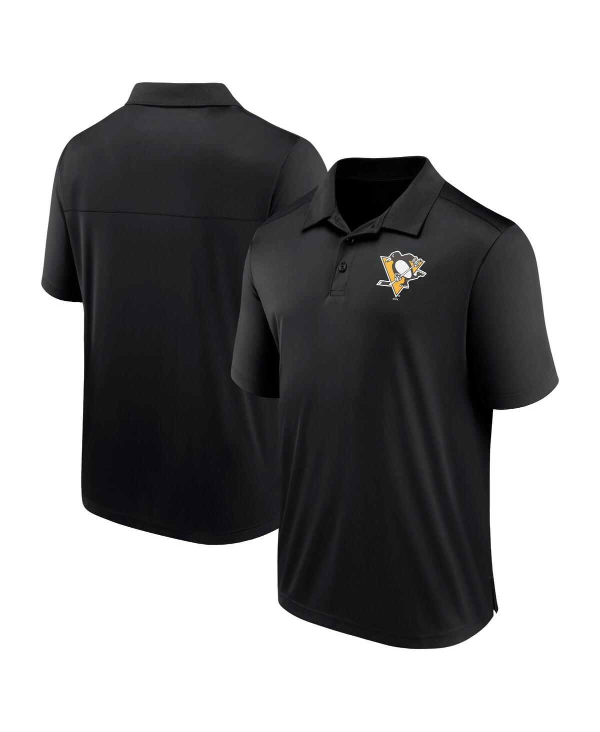 Fanatics Branded  Black Pittsburgh Penguins Left Side Block Polo In Black
