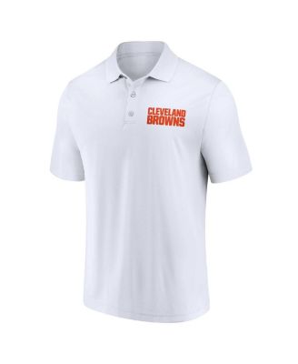 Men's White, Brown Cleveland Browns Lockup Two-Pack Polo Shirt Set